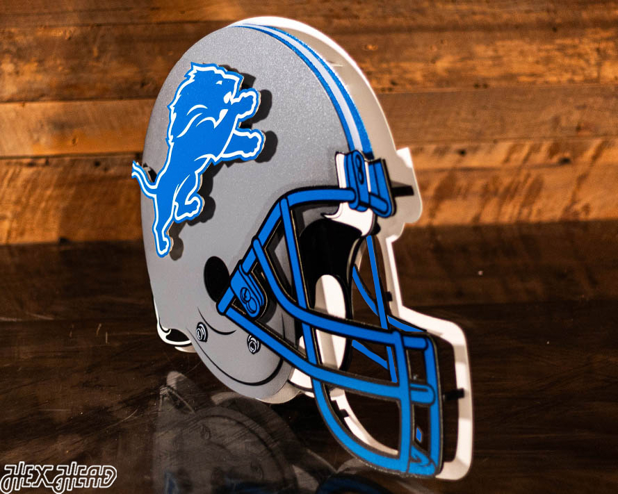 BLITZ Collection - 8 Layer Detroit Lions Helmet 3D Vintage Metal Wall Art