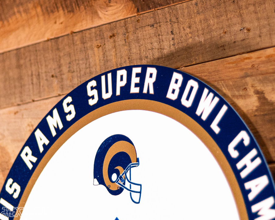 VARSITY Collection- Single Layer Los Angeles Rams Super Bowl XXXIV Metal Wall Art