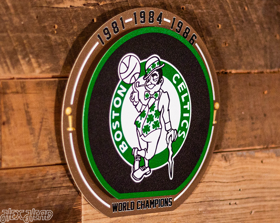 Boston Celtics "1981-1986" NBA World Champions "Double Play" On the Shelf or on the Wall Art