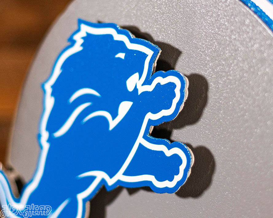 BLITZ Collection - 8 Layer Detroit Lions Helmet 3D Vintage Metal Wall Art