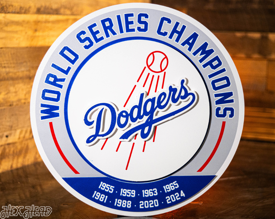 Los Angeles Dodgers DYNASTY - World Series Wins / Replaceable Icon Plate 3D Vintage Metal Wall Art