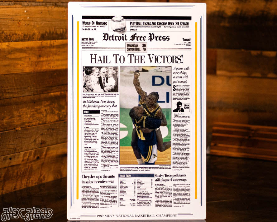 Detroit Free Press Michigan Wolverines 1989 Basketball National Champions Front Page - APRIL 4, 1989