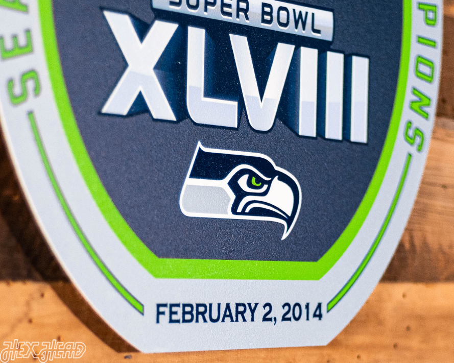 VARSITY Collection- Single Layer Seattle Seahawks Super Bowl XLVIII Metal Wall Art