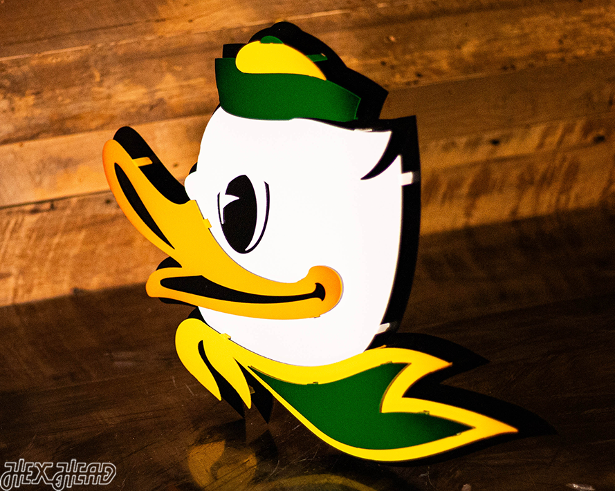 Oregon Ducks Fighting Duck 3D Vintage Metal Wall Art