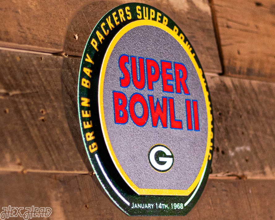 Green Bay Packers Super Bowl "II" Double Play On the Shelf or on the Wall Art