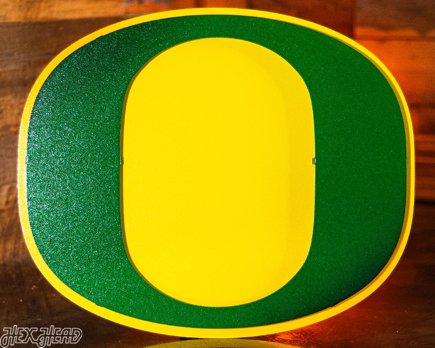 Oregon Ducks Classic "O" Green on Yellow 3D Vintage Metal Wall Art