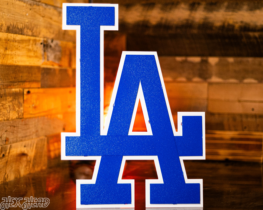 Los Angeles Dodgers interlocking "LA" 3D Vintage Metal Wall Art