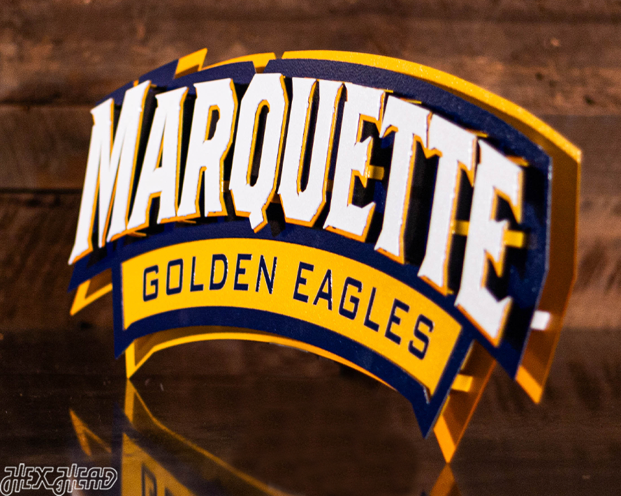 Marquette University Wordmark 3D Vintage Metal Wall Art