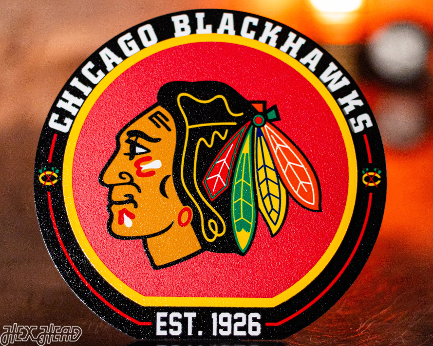Chicago Blackhawks "Double Play" On the Shelf or on the Wall Art