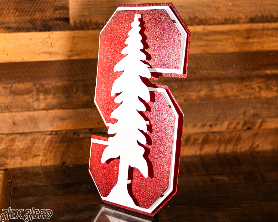 Stanford Cardinal "Block S with White Tree" 3D Vintage Metal Wall Art