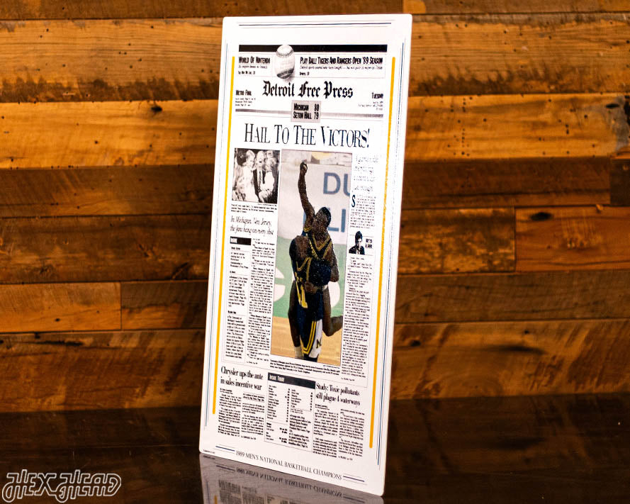 Detroit Free Press Michigan Wolverines 1989 Basketball National Champions Front Page - APRIL 4, 1989