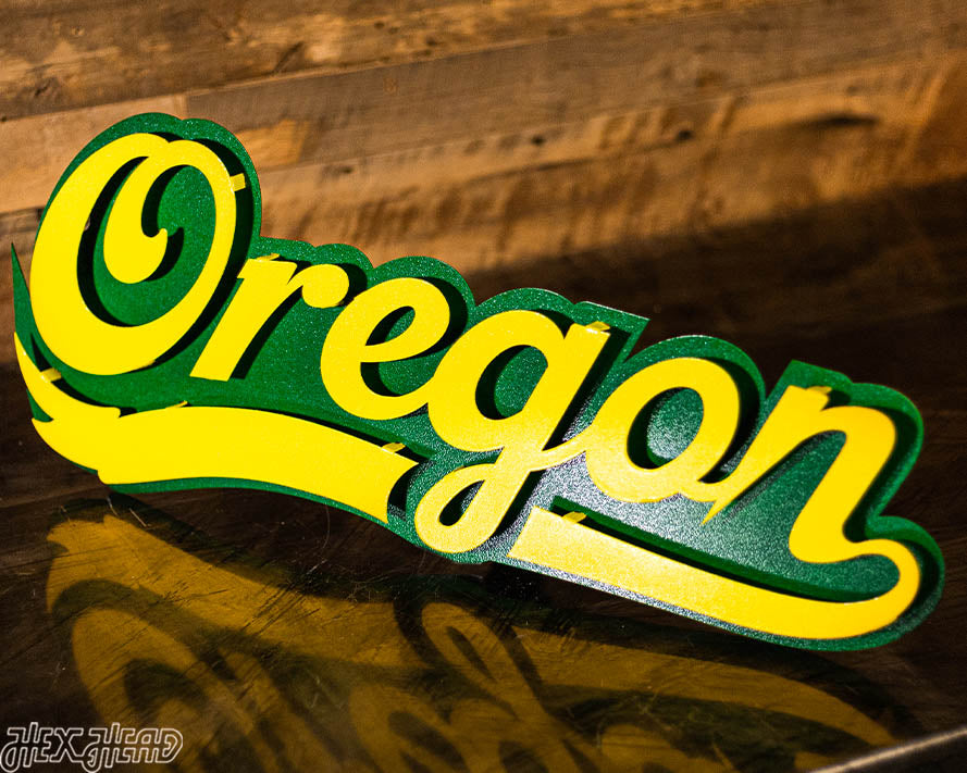 Oregon Ducks  Script 3D Vintage Metal Wall Art