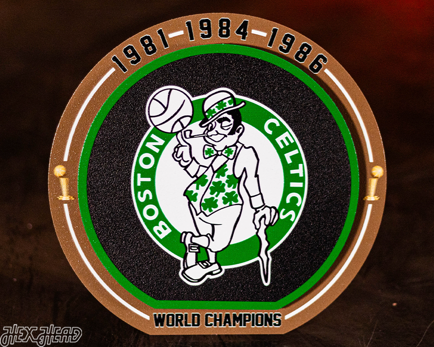 Boston Celtics "1981-1986" NBA World Champions "Double Play" On the Shelf or on the Wall Art