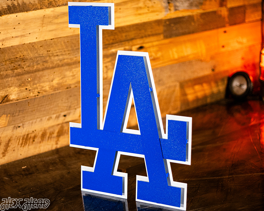 Los Angeles Dodgers interlocking "LA" 3D Vintage Metal Wall Art