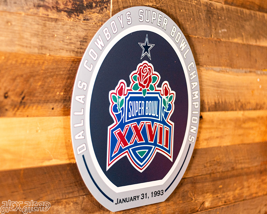 VARSITY Collection- SINGLE Layer Dallas Cowboys Super Bowl XXVII Metal Wall Art