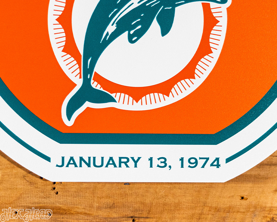 VARSITY Collection- SINGLE Layer Miami Dolphins Super Bowl "VIII" Metal Wall Art