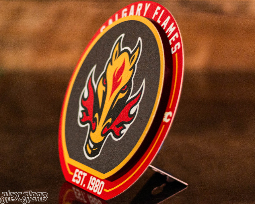 Calgary Flames "Double Play" On the Shelf or on the Wall Art