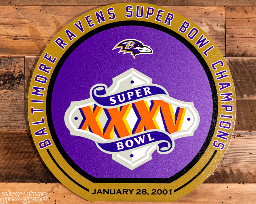 VARSITY Collection- Single Layer Baltimore Ravens Super Bowl XXXV  Metal Wall Art