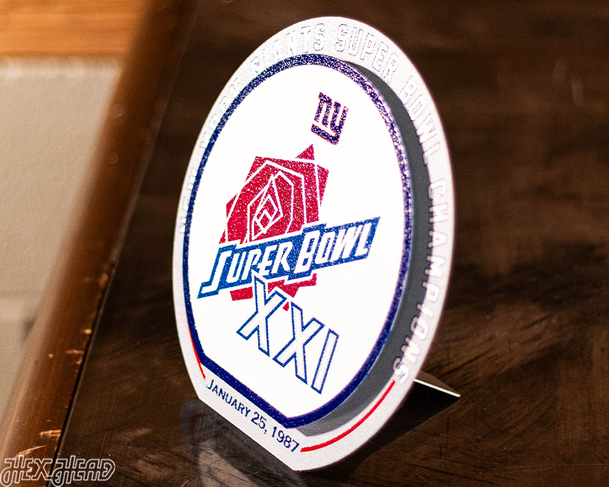 New York Giants "XXI" Super Bowl "Double Play" On the Shelf or on the Wall Art