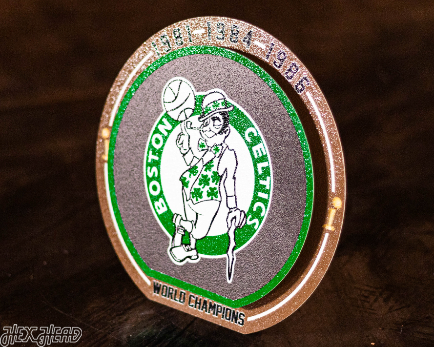 Boston Celtics "1981-1986" NBA World Champions "Double Play" On the Shelf or on the Wall Art