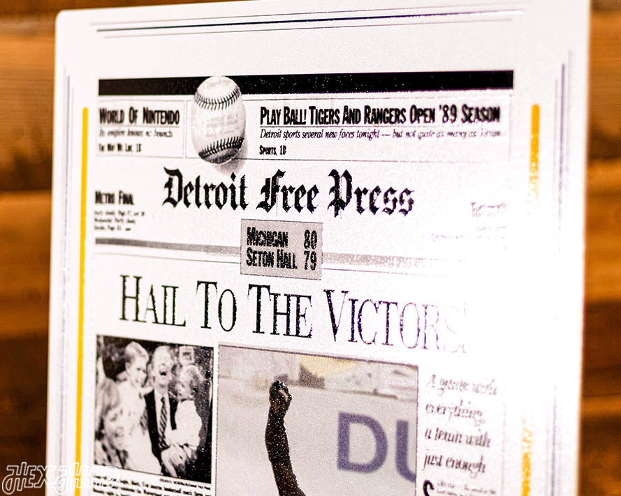 Detroit Free Press Michigan Wolverines 1989 Basketball National Champions Front Page - APRIL 4, 1989