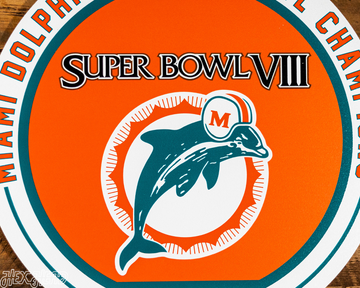 VARSITY Collection- SINGLE Layer Miami Dolphins Super Bowl "VIII" Metal Wall Art