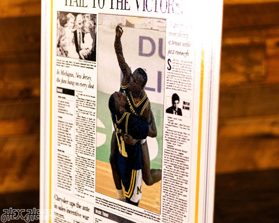 Detroit Free Press Michigan Wolverines 1989 Basketball National Champions Front Page - APRIL 4, 1989