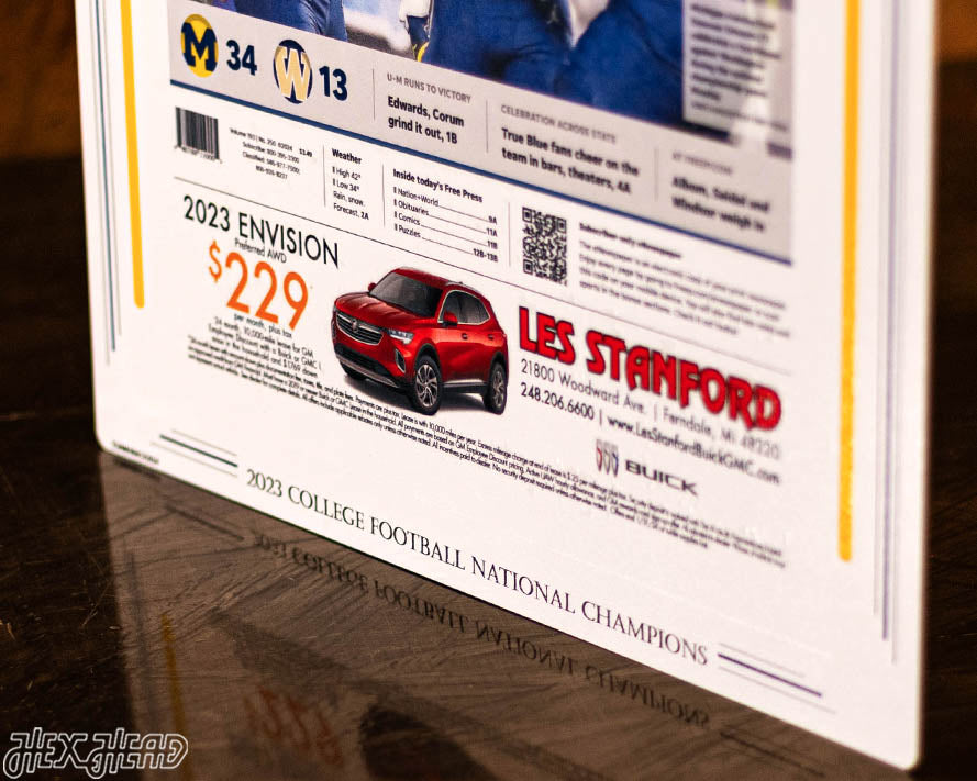 Detroit Free Press Michigan Wolverines 2023 Football National Champions Front Page - JAN 9, 2024