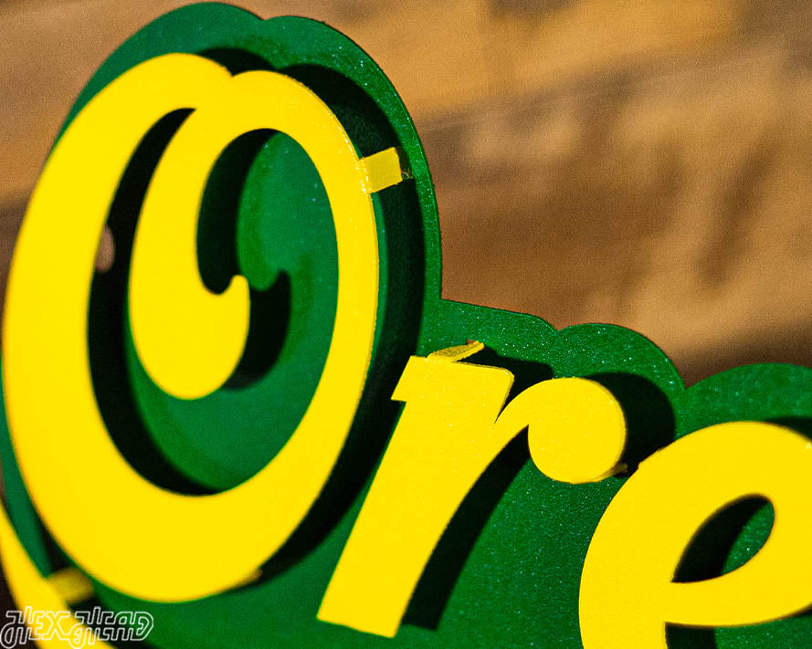 Oregon Ducks  Script 3D Vintage Metal Wall Art