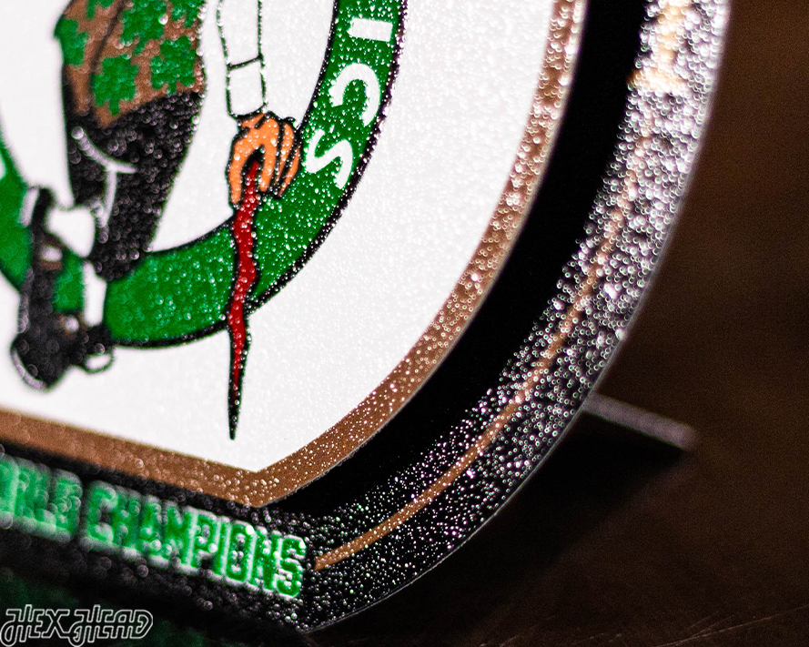 Boston Celtics "2008-2024" NBA World Champions "Double Play" On the Shelf or on the Wall Art