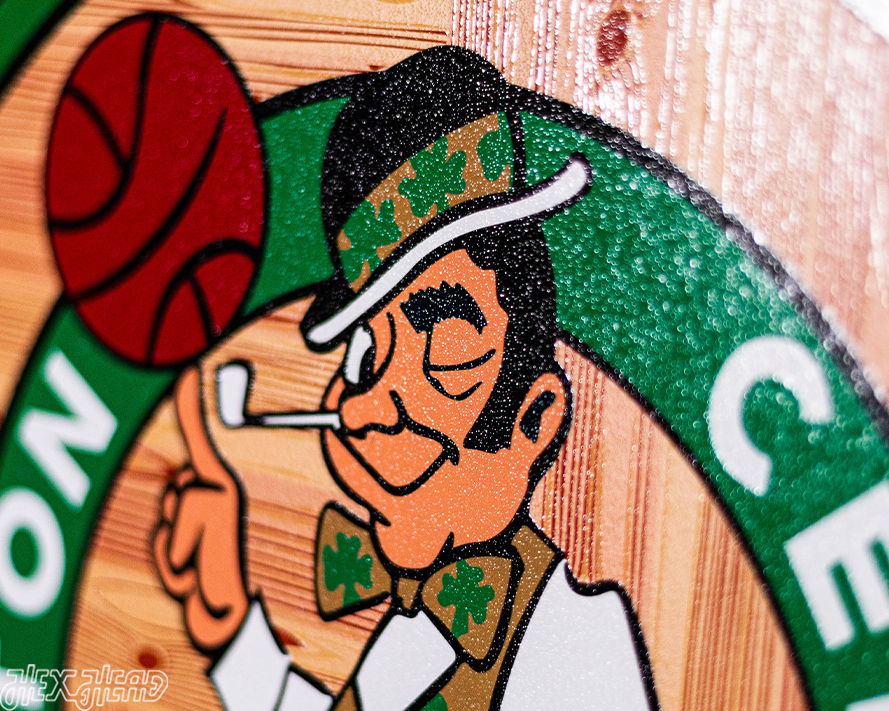 VARSITY Collection- Single layer Parquet Floor Boston Celtics Metal Wall Art