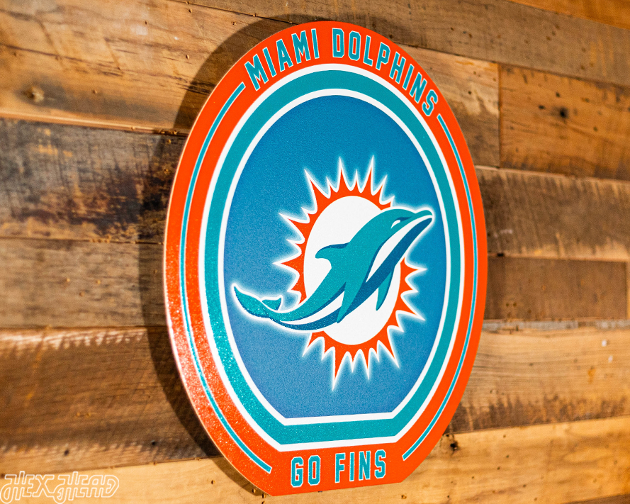 VARSITY Collection- SINGLE Layer Miami Dolphins Metal Wall Art