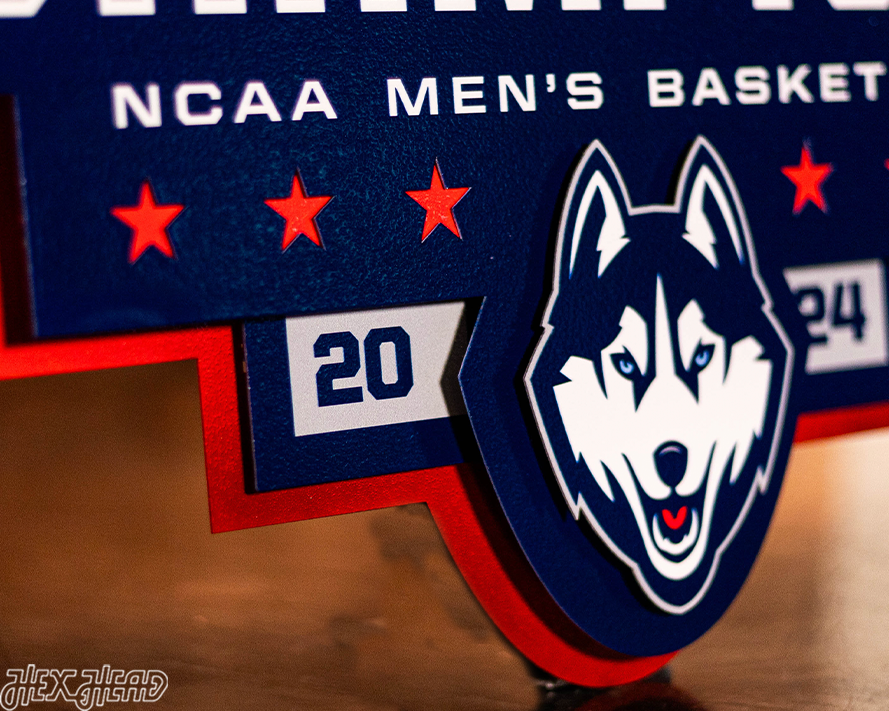 UCONN Huskies 2024 National Champions 3D Metal Wall Art