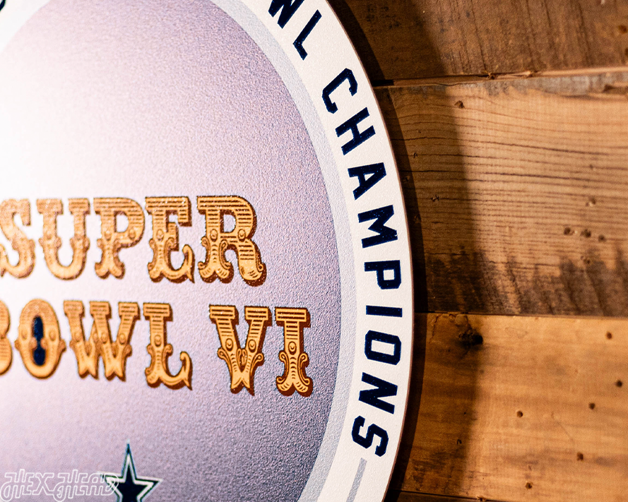 VARSITY Collection- SINGLE Layer Dallas Cowboys Super Bowl VI Metal Wall Art