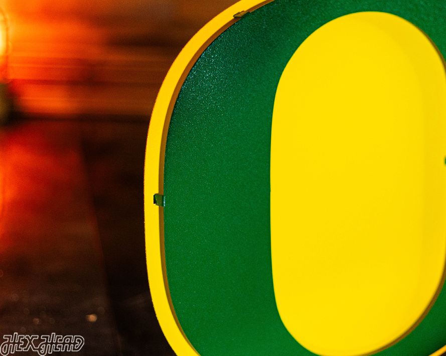 Oregon Ducks Classic "O" Green on Yellow 3D Vintage Metal Wall Art