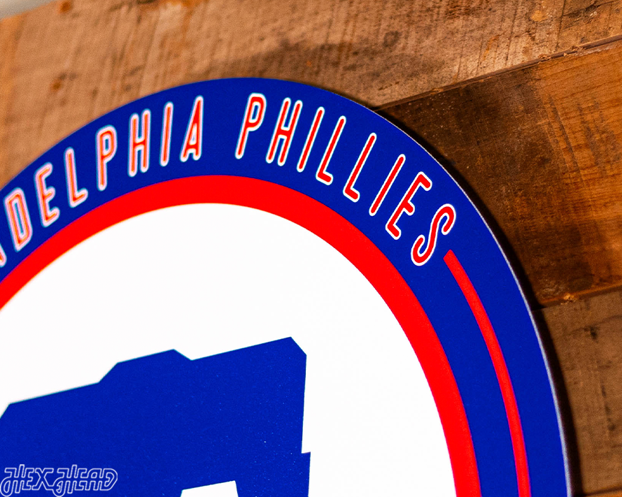 VARSITY Collection- SINGLE layer Philadelphia Phillies Metal Wall Art