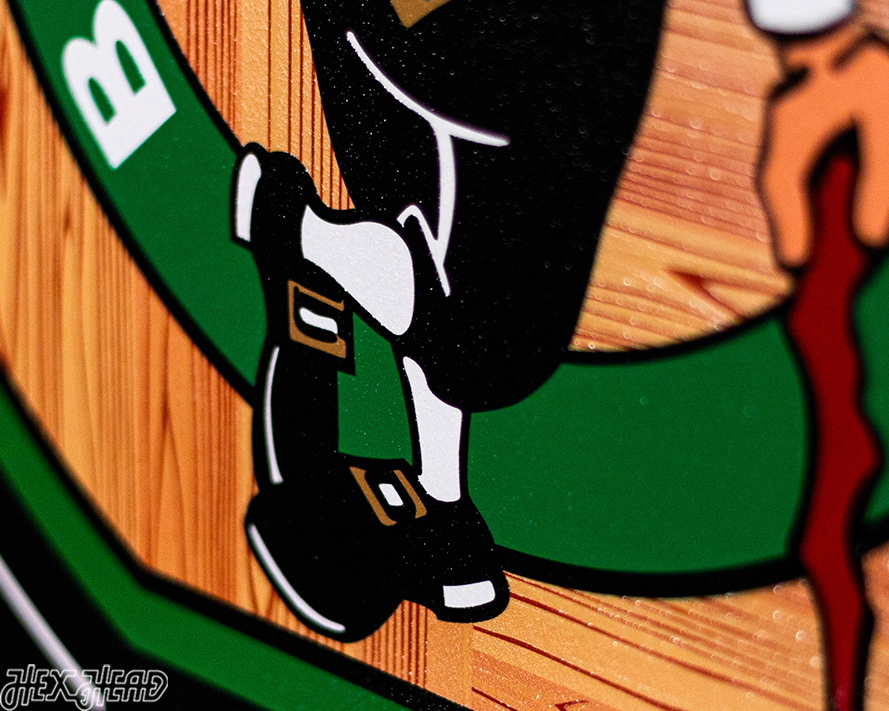 VARSITY Collection- Single layer Parquet Floor Boston Celtics Metal Wall Art