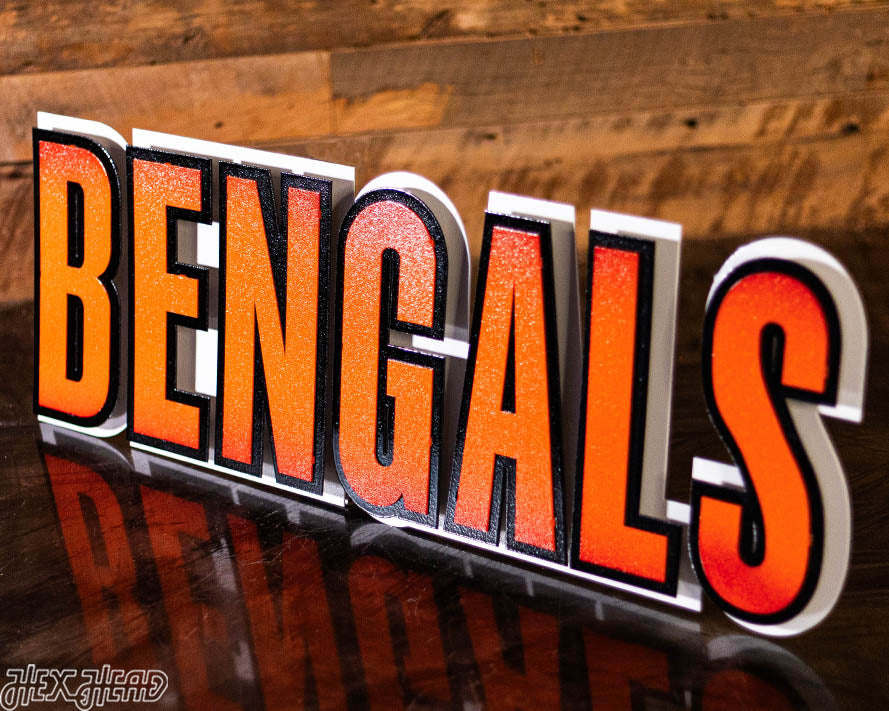 Cincinnati Bengals Wordmark 3D Vintage Metal Wall Art