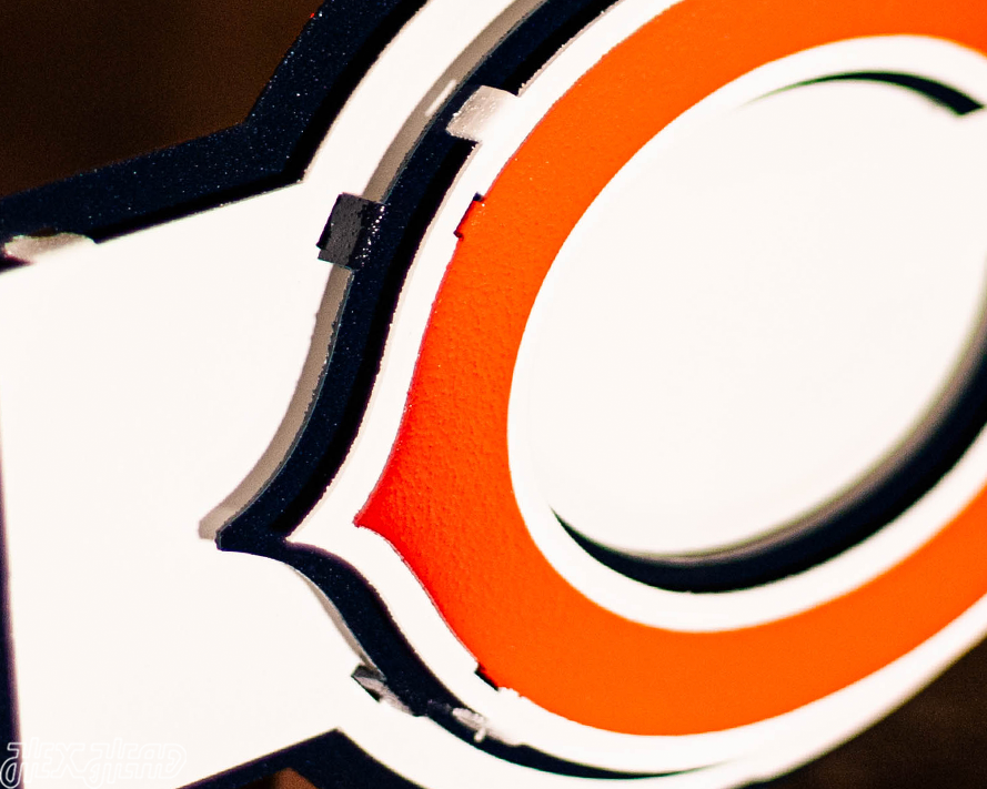 Chicago Bears Wordmark 3D Vintage Metal Wall Art
