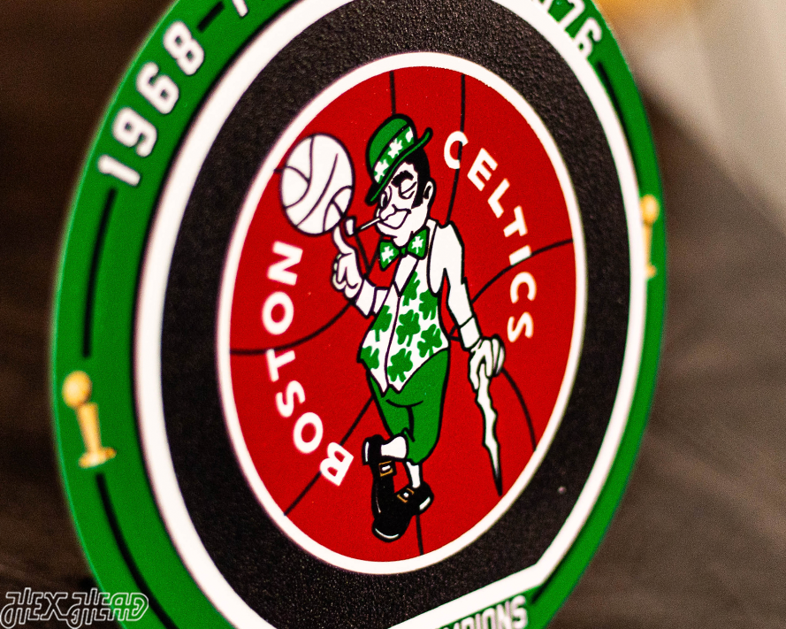 Boston Celtics "1968-1976" NBA World Champions "Double Play" On the Shelf or on the Wall Art