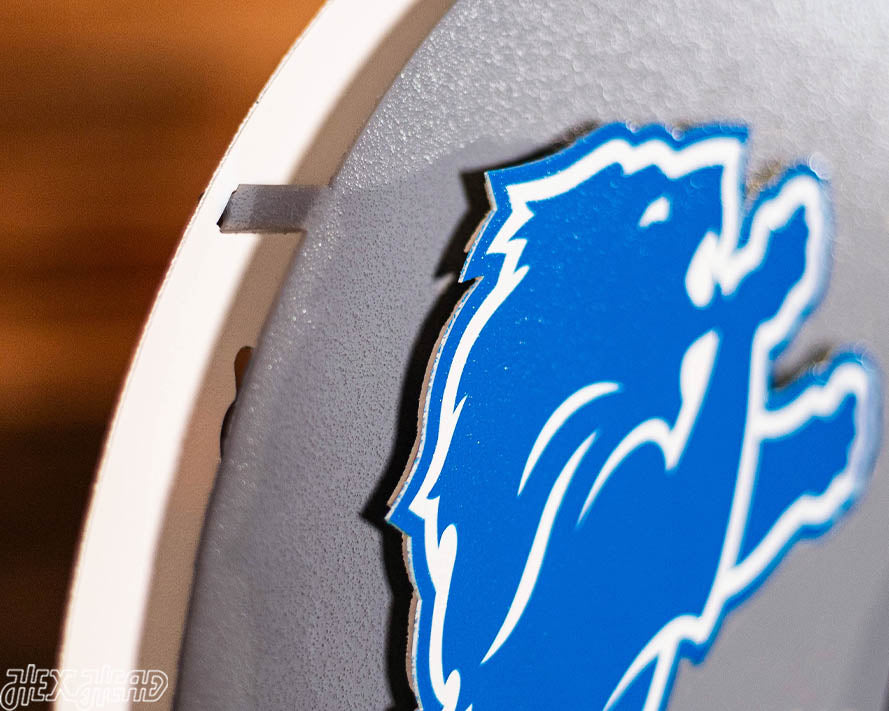 BLITZ Collection - 8 Layer Detroit Lions Helmet 3D Vintage Metal Wall Art