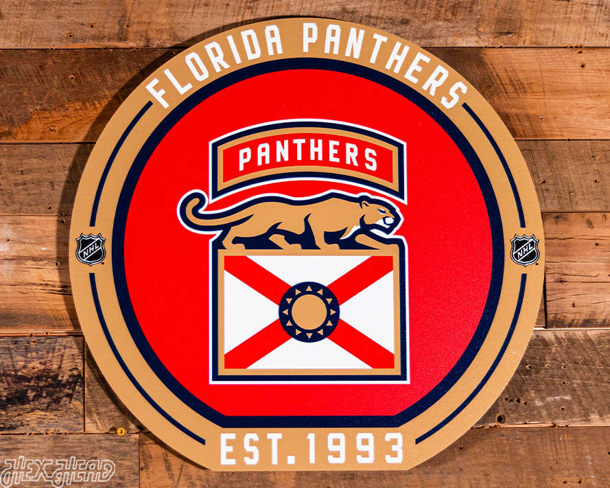 VARSITY Collection- SINGLE layer Florida Panthers Shoulder Patch Metal Wall Art