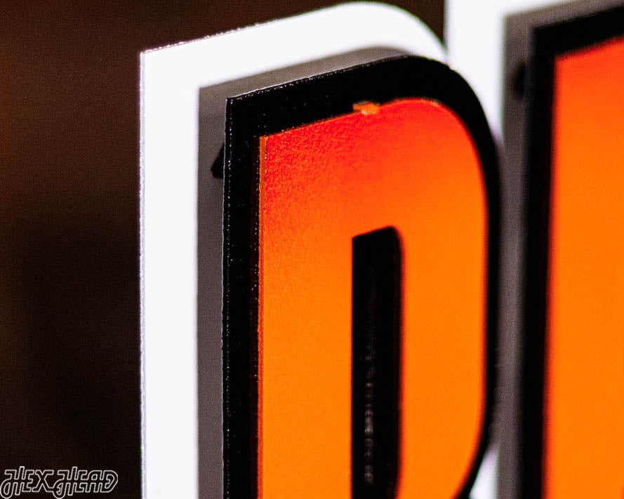 Cincinnati Bengals Wordmark 3D Vintage Metal Wall Art