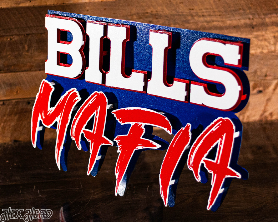 Buffalo Bills "BILLS MAFIA" Wordmark 3D Vintage Metal Wall Art