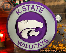 Load image into Gallery viewer, Kansas State Wildcats 3D Roundel Vintage Metal Wall Art
