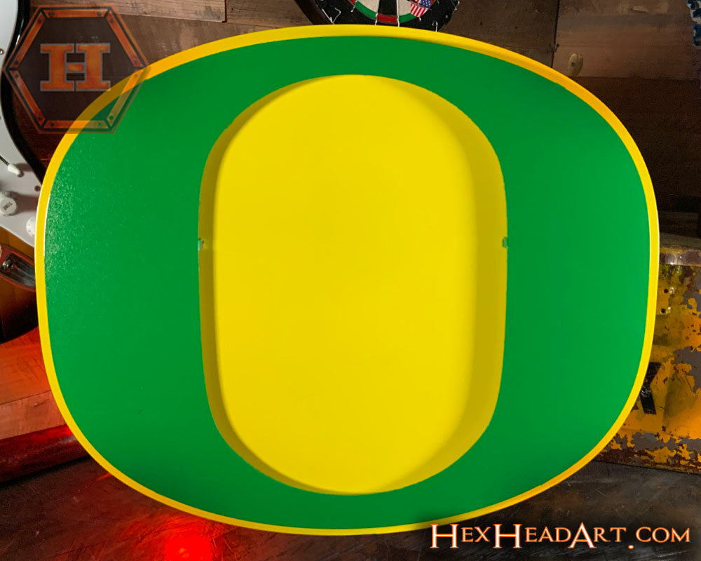 Oregon Ducks Classic "O" Green on Yellow 3D Vintage Metal Wall Art