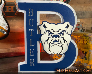 Butler HEX HEAD ORIGINAL " B with Bulldog" 3D Metal Wall Art