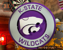 Load image into Gallery viewer, Kansas State Wildcats 3D Roundel Vintage Metal Wall Art
