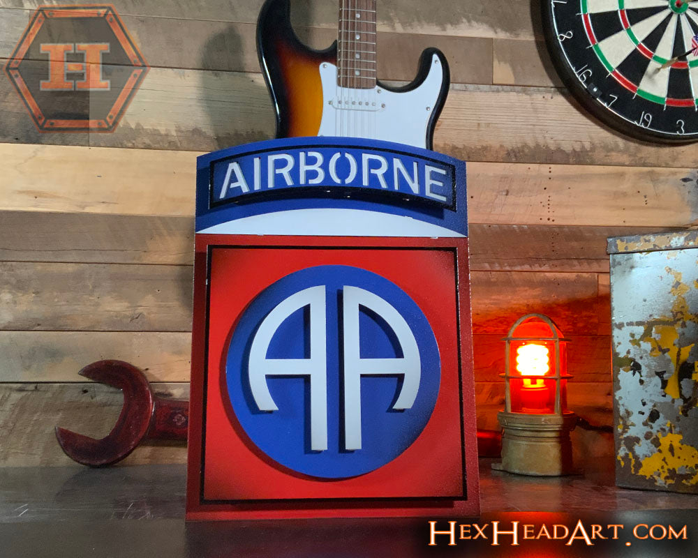 US Army 82nd Airborne "AA" Patch 3D Metal Wall Art