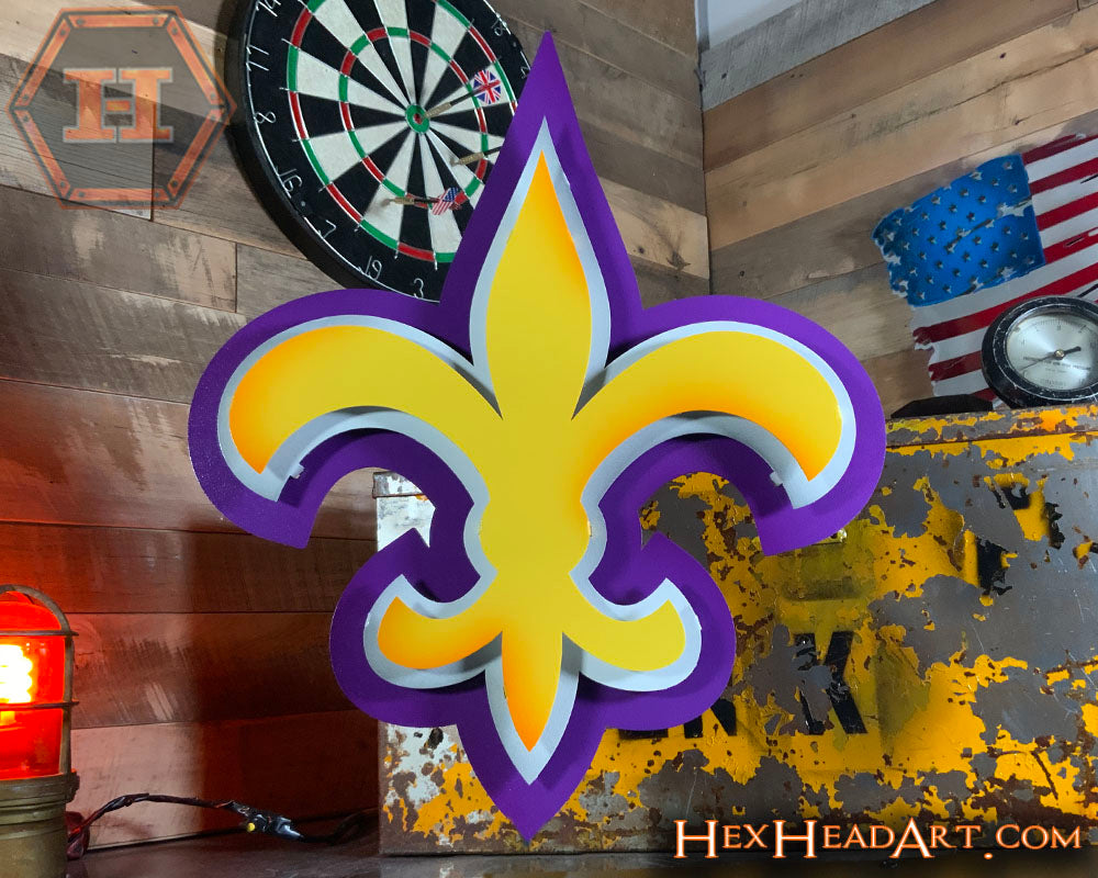 Fleur De Lis TIGERS 3D Vintage Metal Wall Art